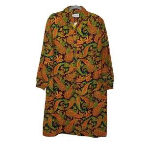 VTG 70s Paisley Floral Dress Vintage Hippie Groovy